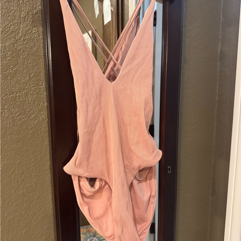 envy Ribbed Mauve-Pink One-Piece Swimsuit